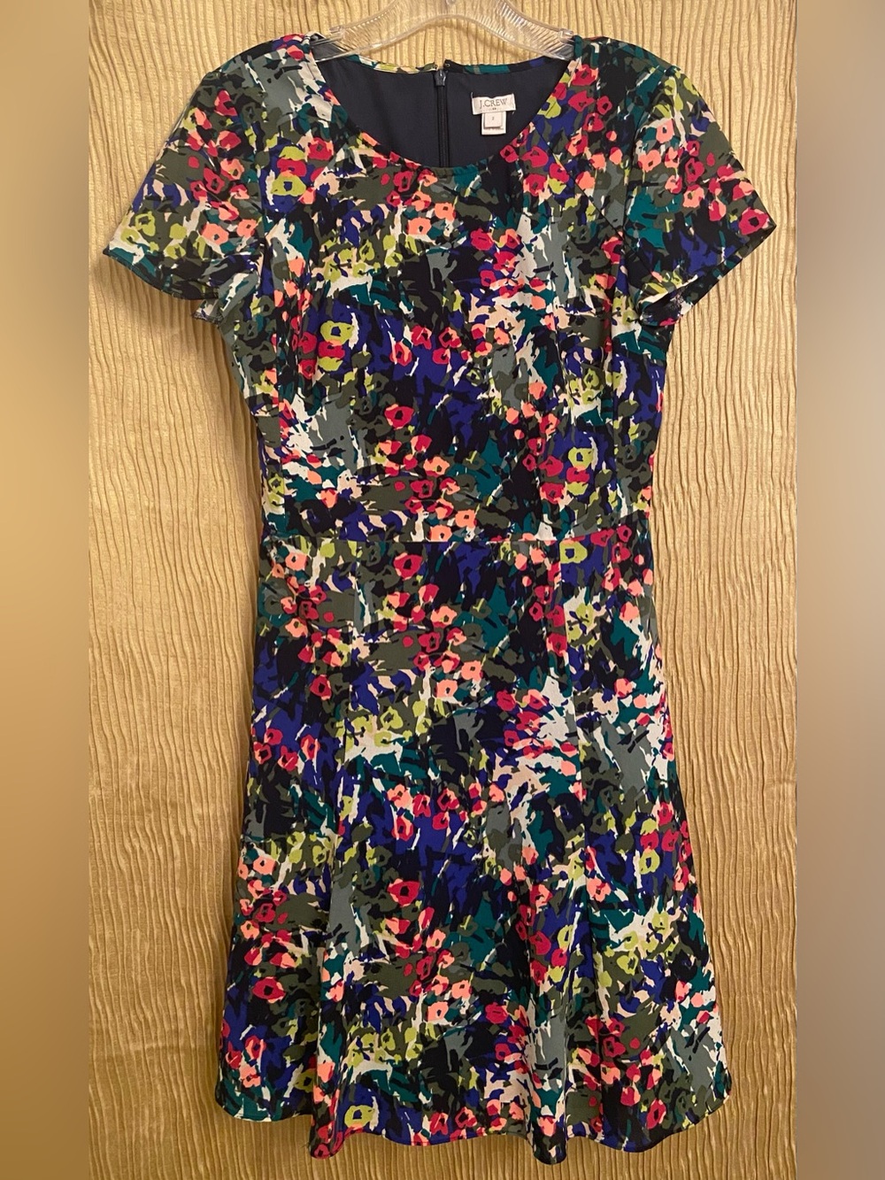 J. Crew Navy Multi-Color Floral Fit-and-Flare Dress